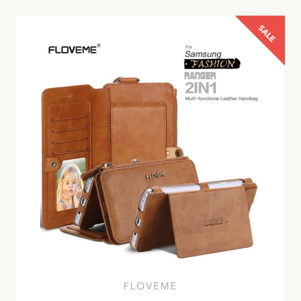Genuine leather cell phone case and wallet